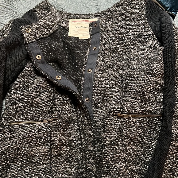 Cartonnier metallic contrast gray and black snap front blazer,cozy & stretchy - Picture 7 of 11